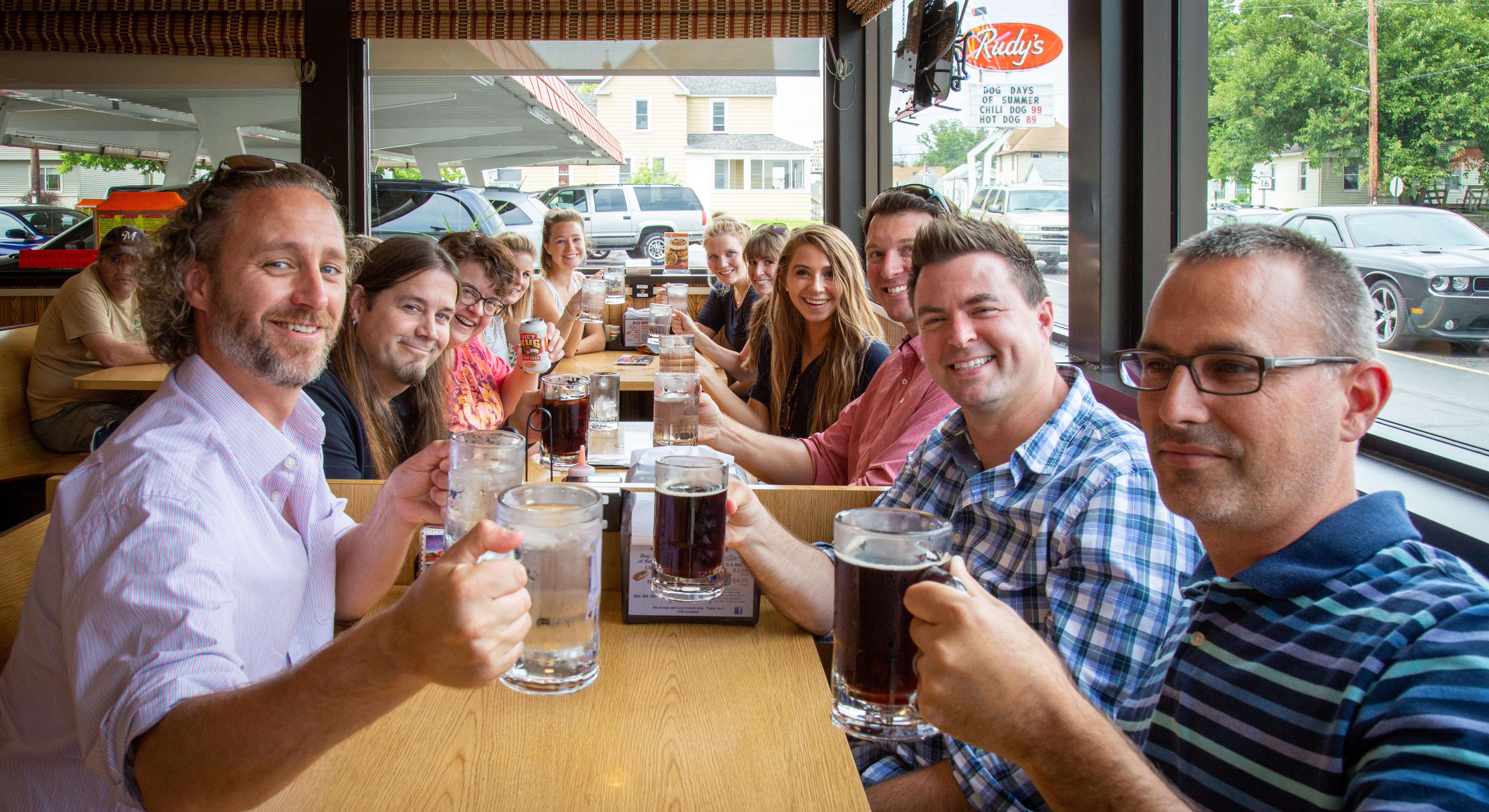 Vendi Advertising team lunch trip to Rudy's Drive In in La Crosse