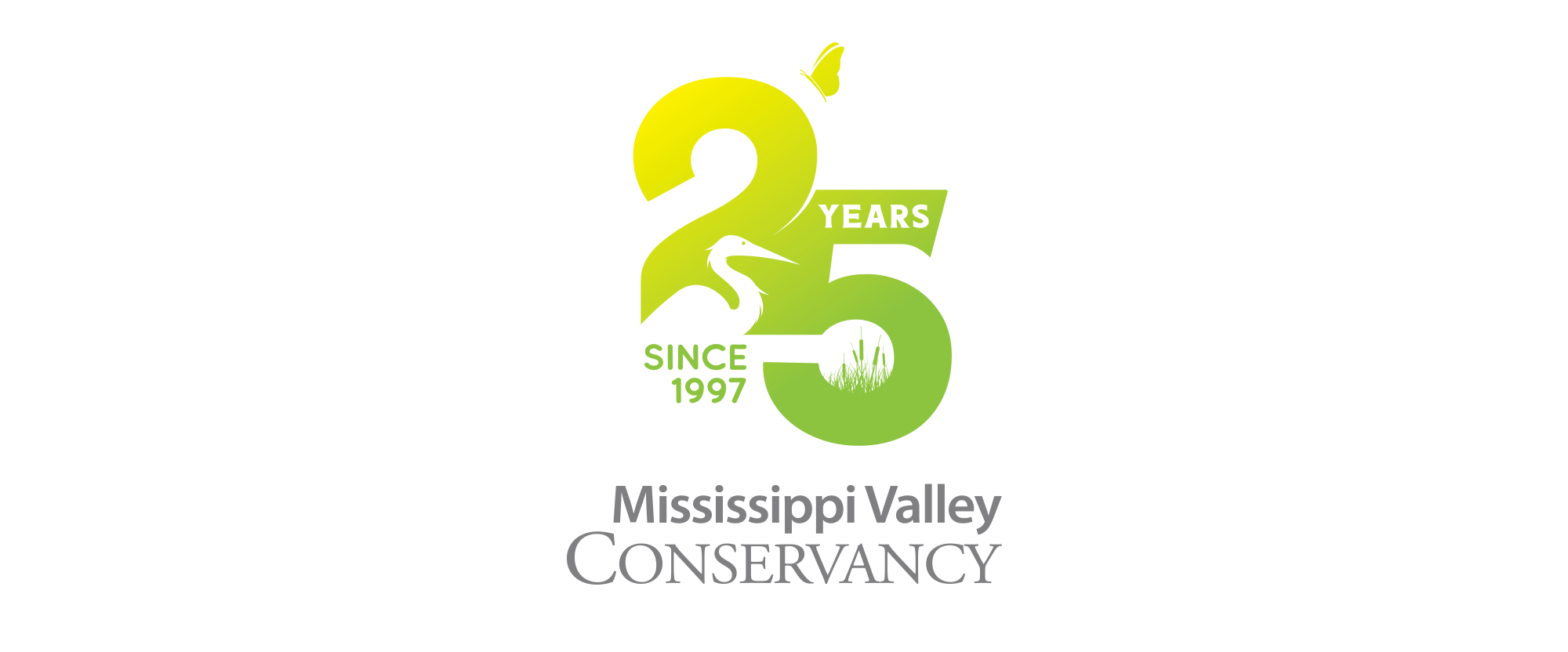 Four-color Mississippi Valley Conservancy 25-year anniversary logo with white background created by Vendi Advertising
