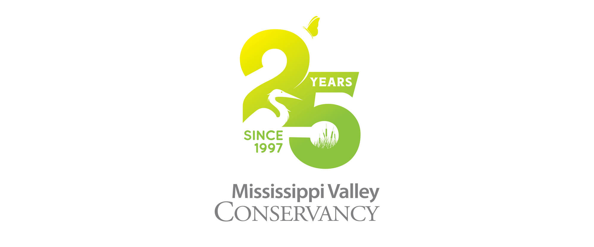 Four-color Mississippi Valley Conservancy 25-year anniversary logo with white background created by Vendi Advertising