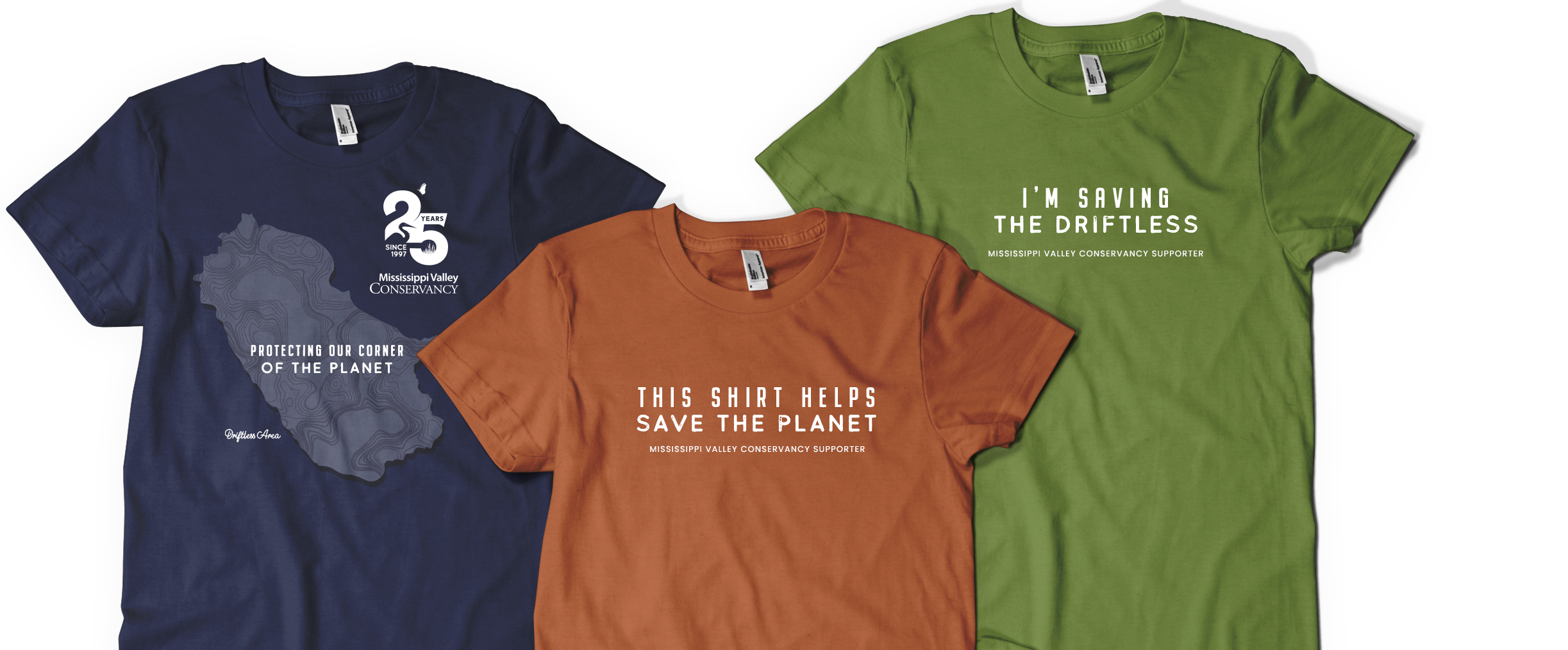 Three Mississippi Valley Conservancy t-shirt designs created by Vendi Advertising