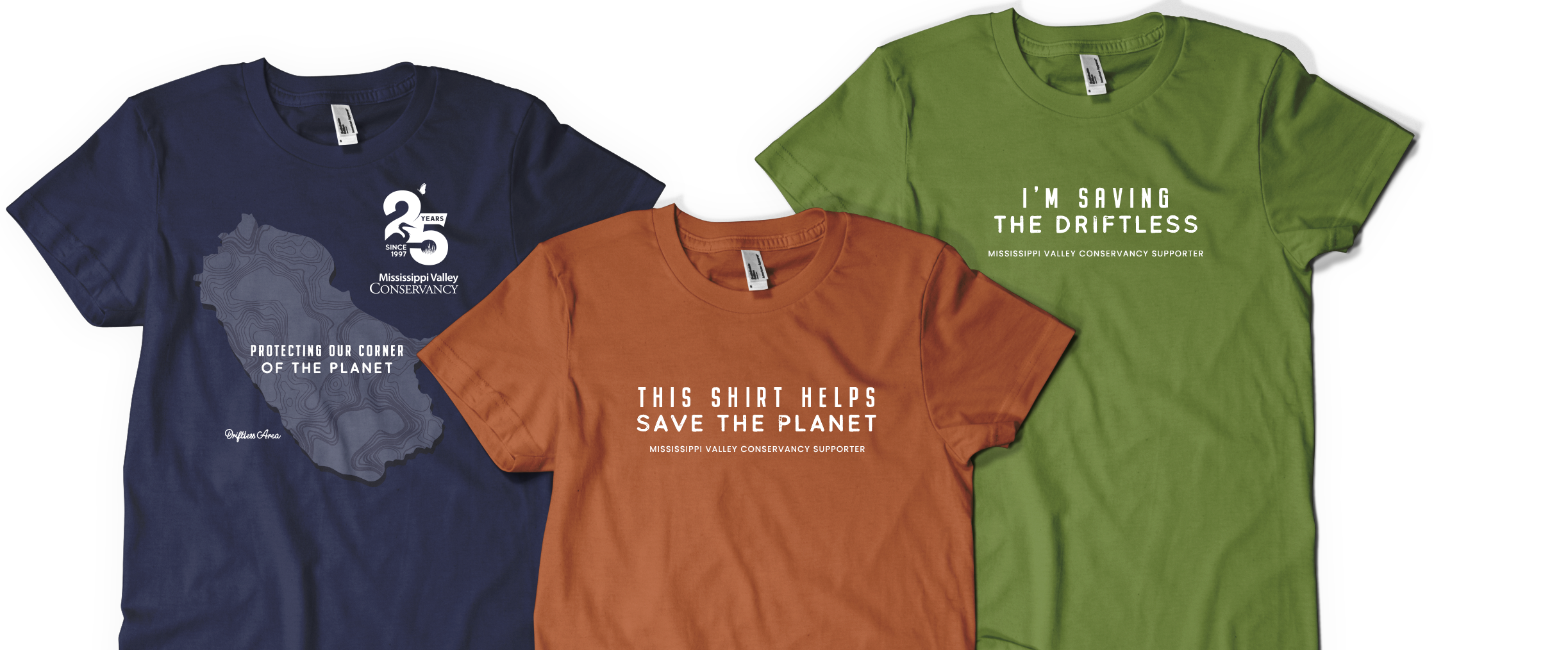 Three Mississippi Valley Conservancy t-shirt designs created by Vendi Advertising