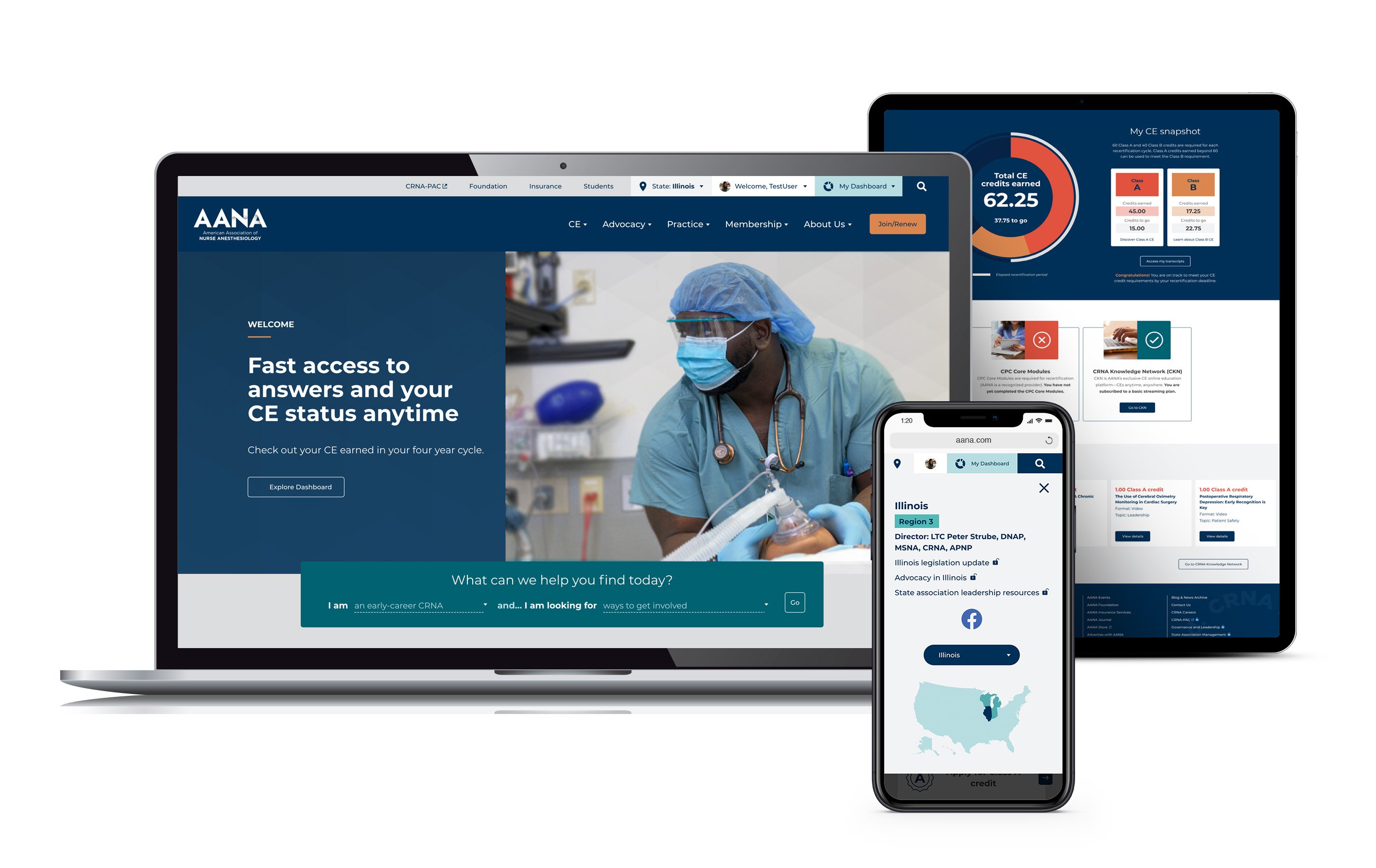 American Association of Nurse Anesthesiology website created by Vendi Advertising