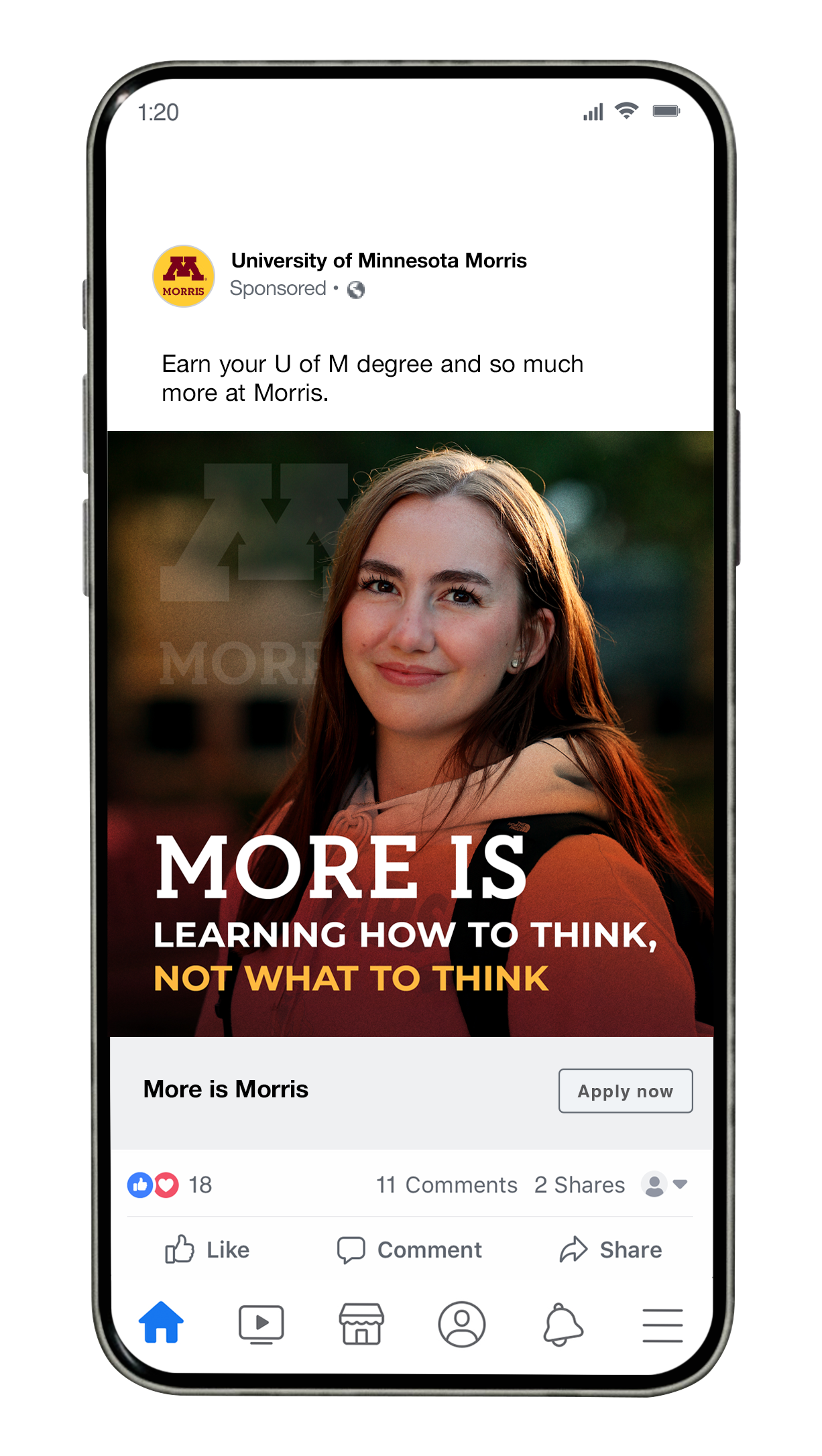 Social media example on iphone screen