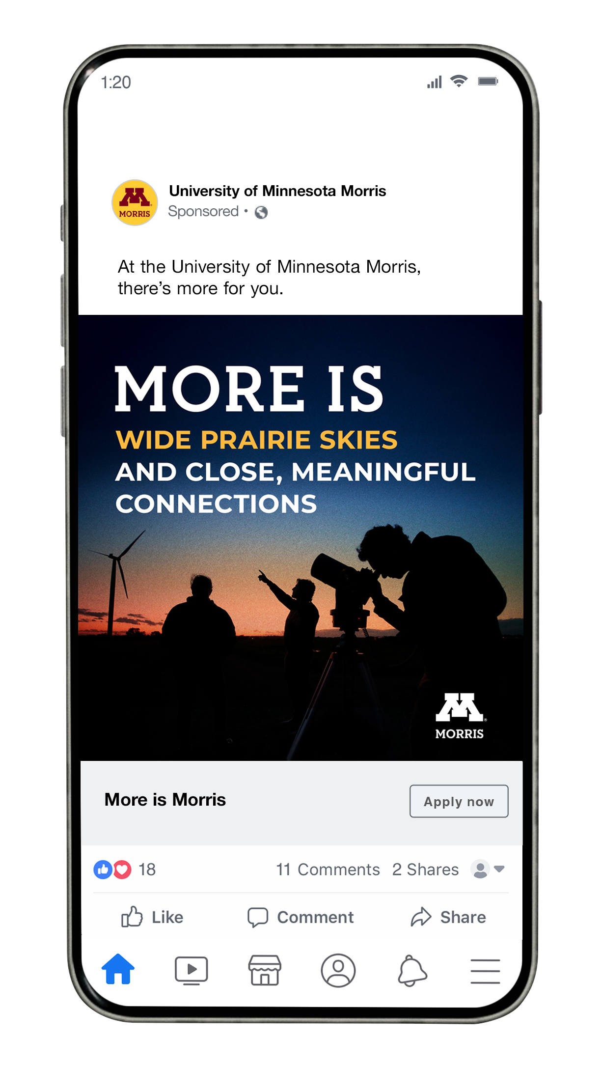 Social media example on iphone screen
