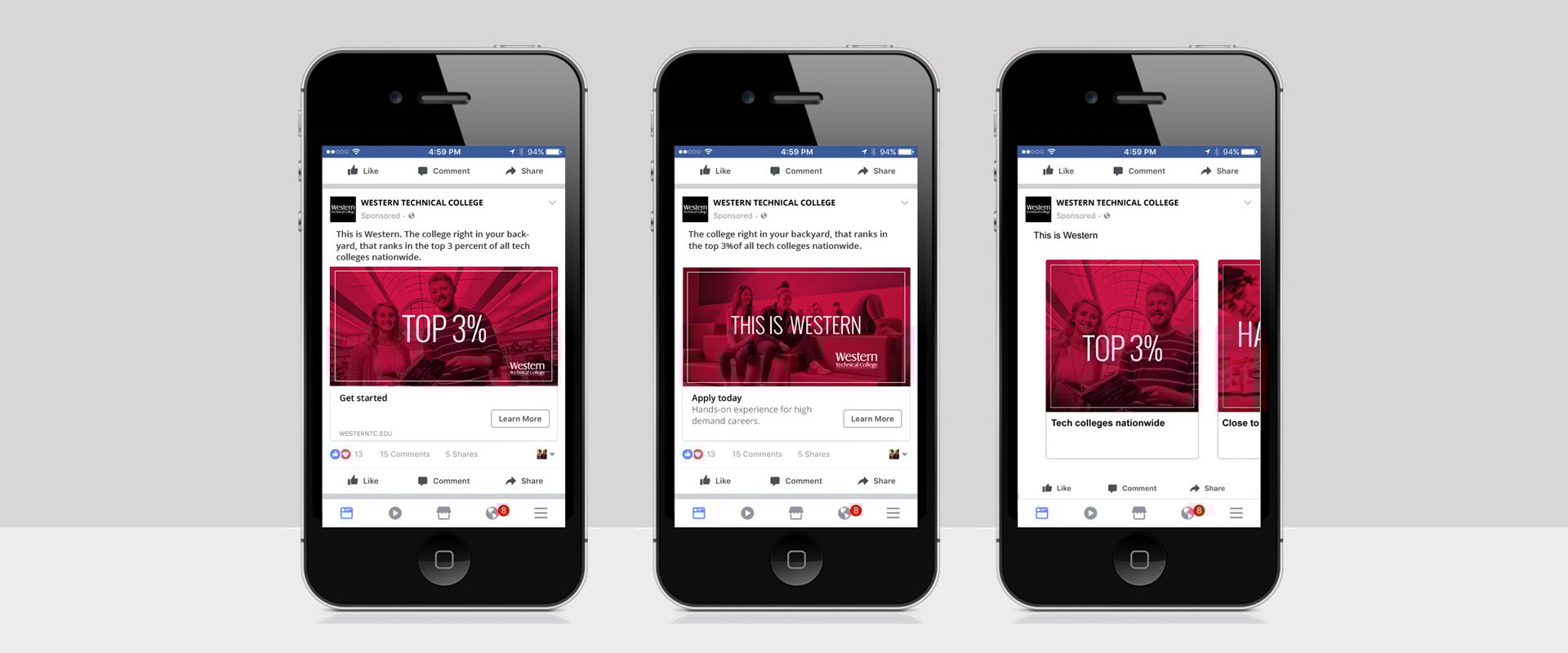 Western Technical College Facebook digital ads