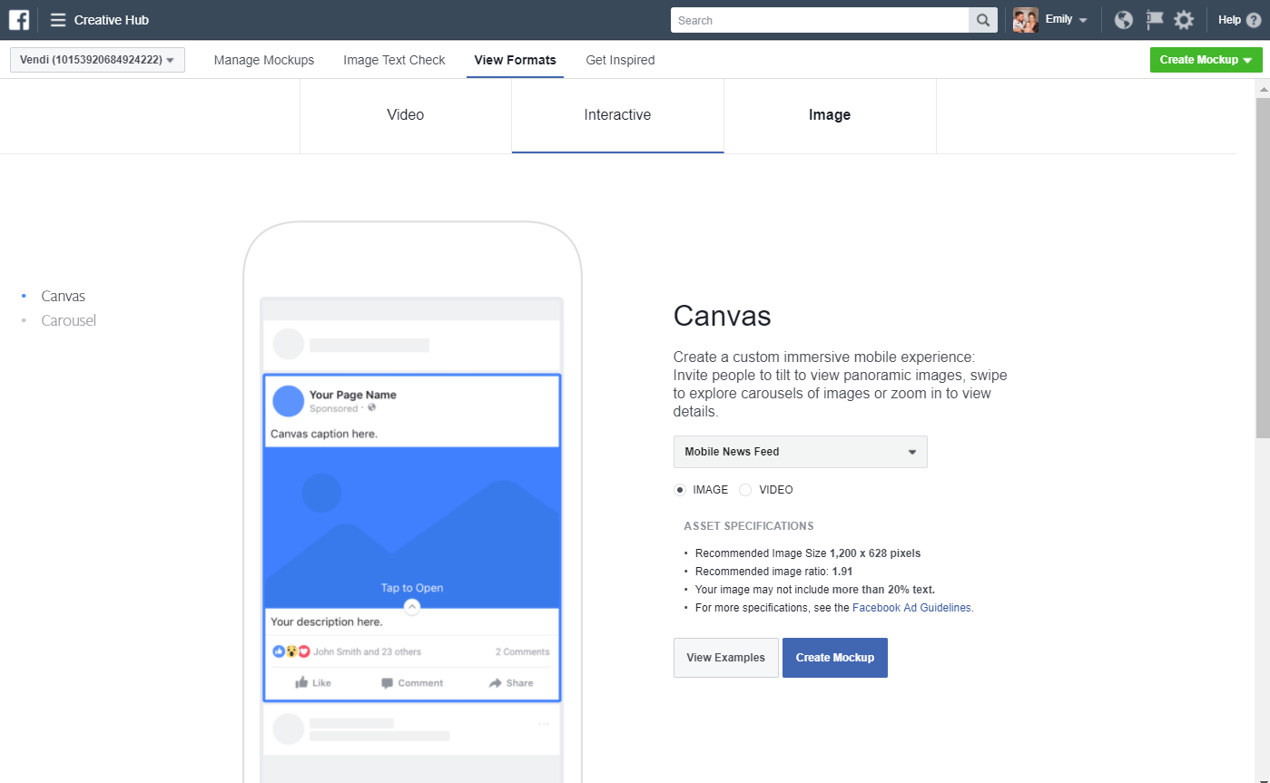 Facebook creative hub