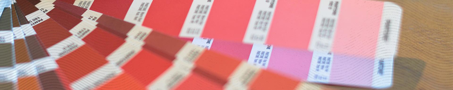 10 Pantone color swatches displayed in a fan arrangement