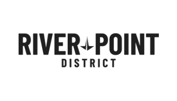 River Point District black-and-white logo created by Vendi Advertising 