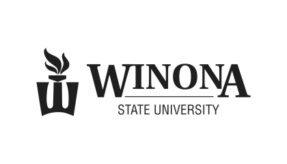 Black Winona State University logo on white background